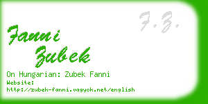 fanni zubek business card